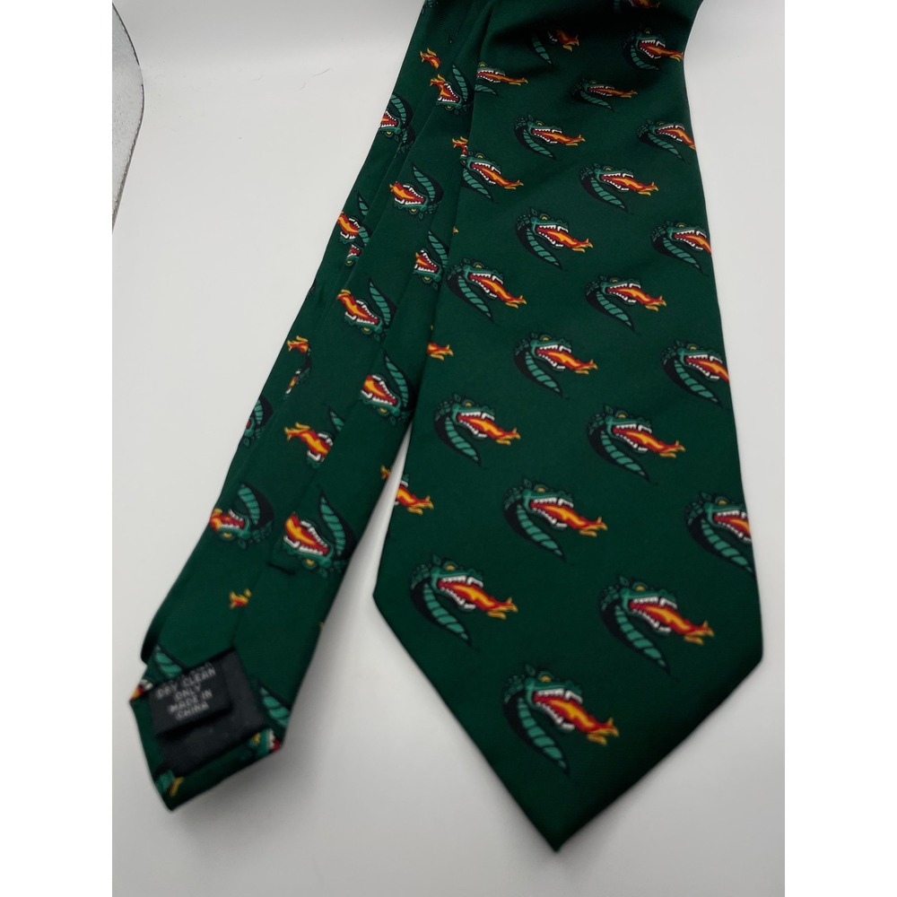 College Classics UAB Blazers Mens Silk Tie Green Fire Breathing Dragon Mascot